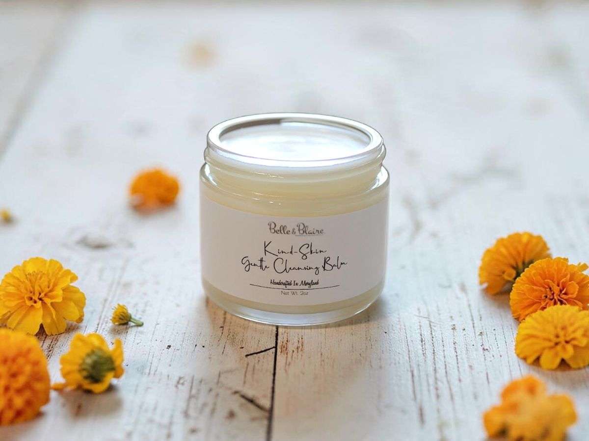 Kind Skin Gentle Cleansing Balm melts makeup, comforts sensitive skin, and creates a creamy, nourishing cleanse effortlessly.